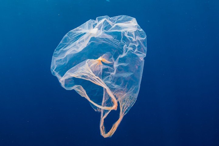 bolsa de plastico en el mar